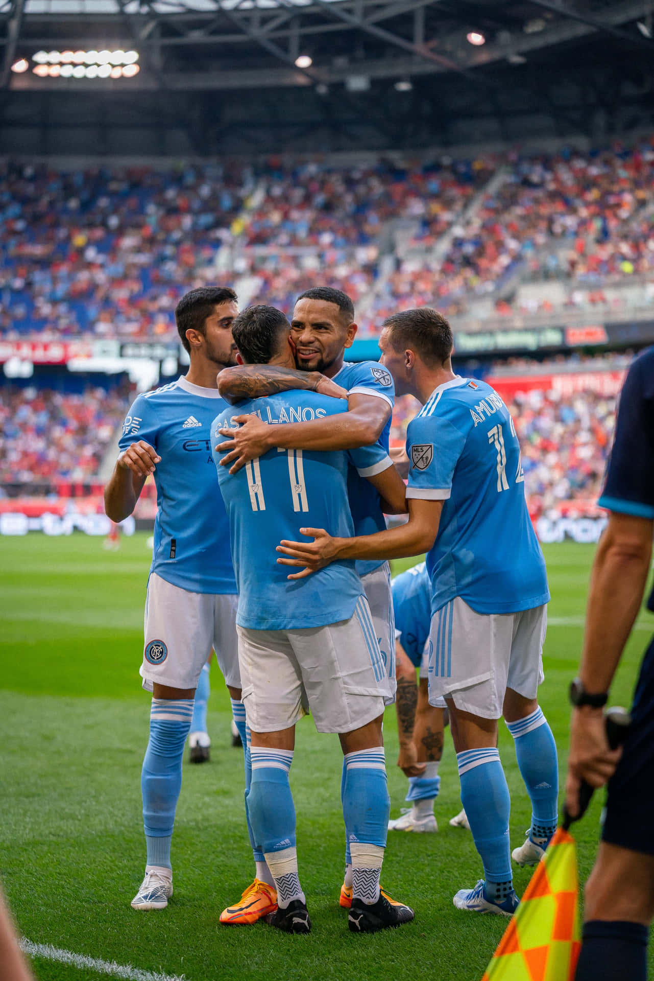 Valentin Castellanos Hugging Teammates New York City Fc Background