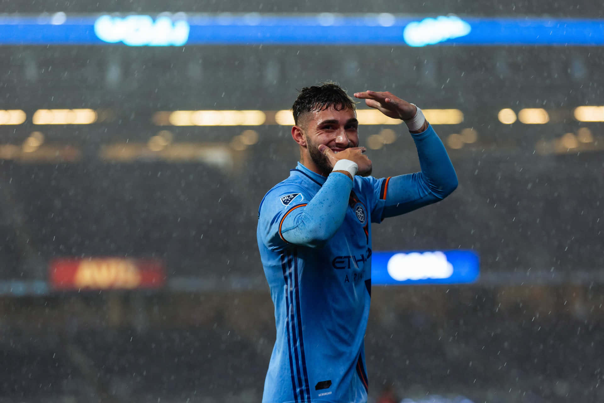 Valentin Castellanos Raining New York City Fc Match Background