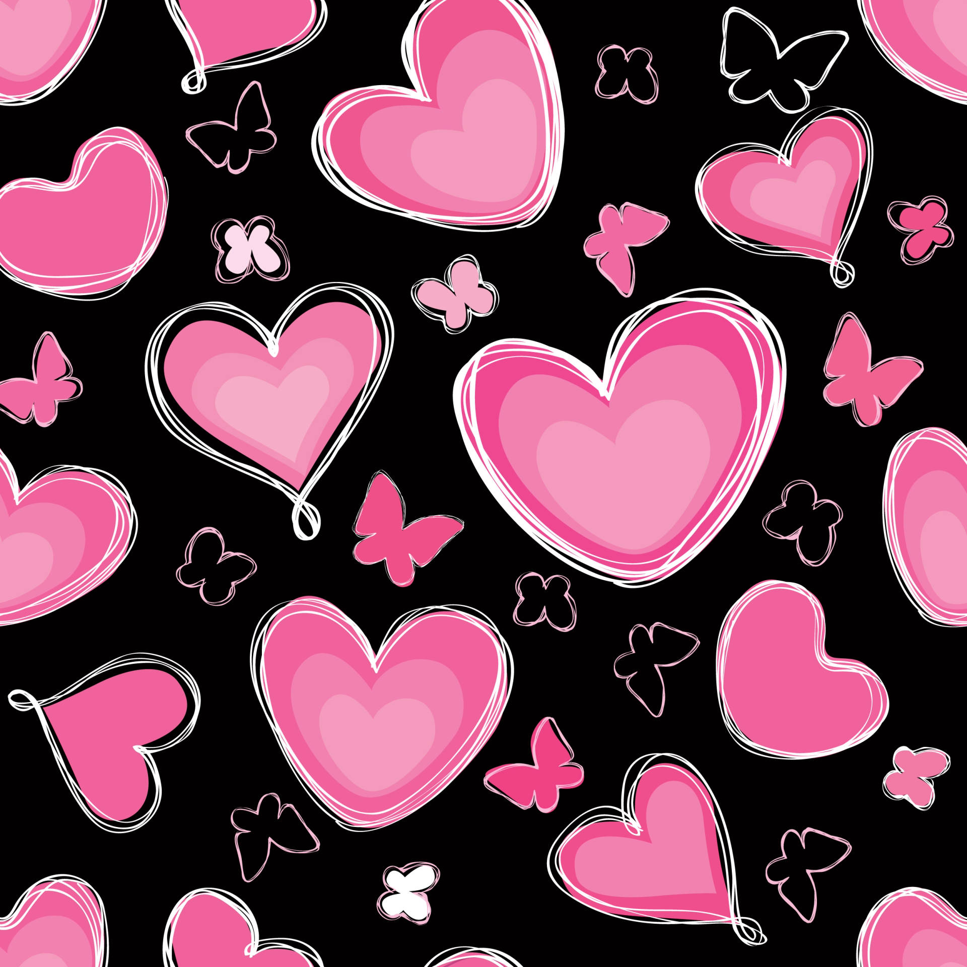 Valentine's Black Pink Hearts Background