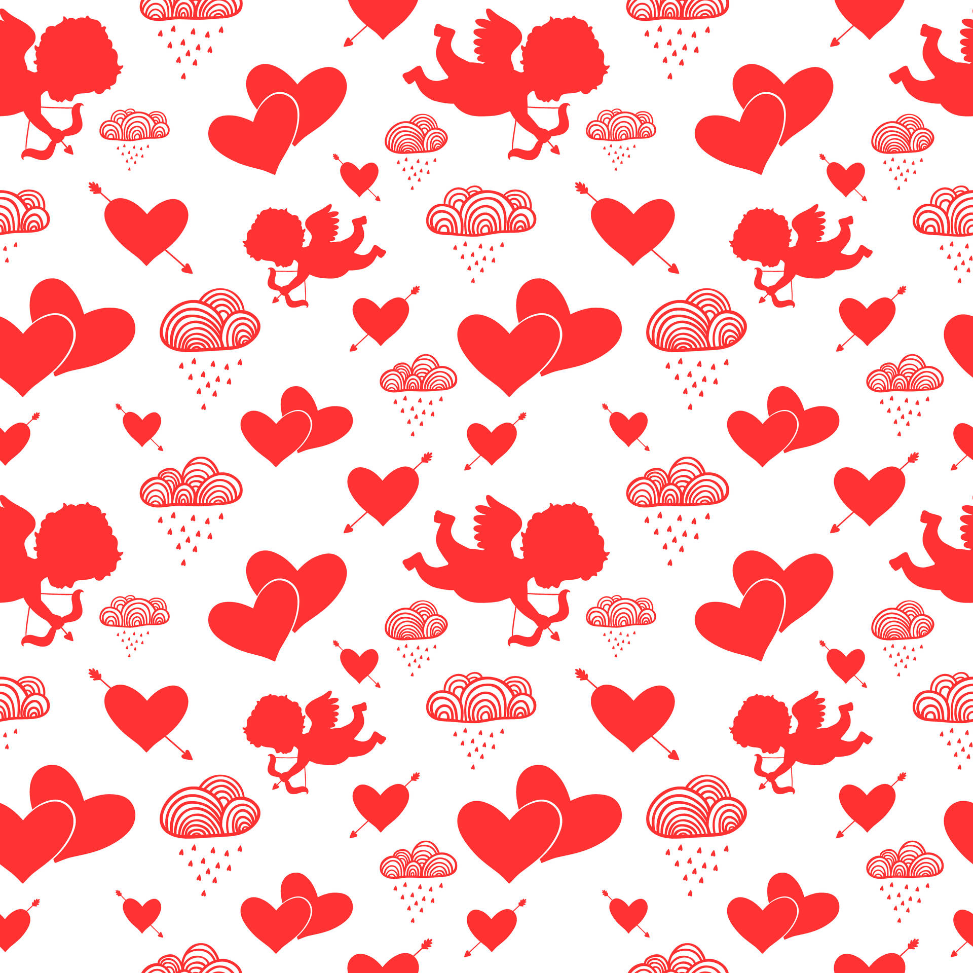 Valentine's Cupid Hearts Pattern Background
