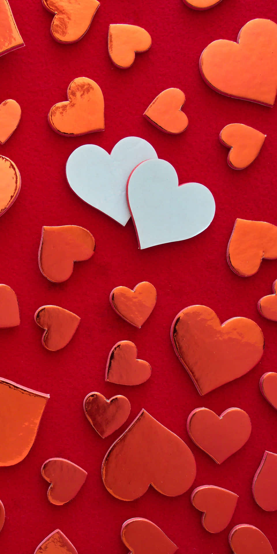 Valentine's Day Background With Hearts On Red Background