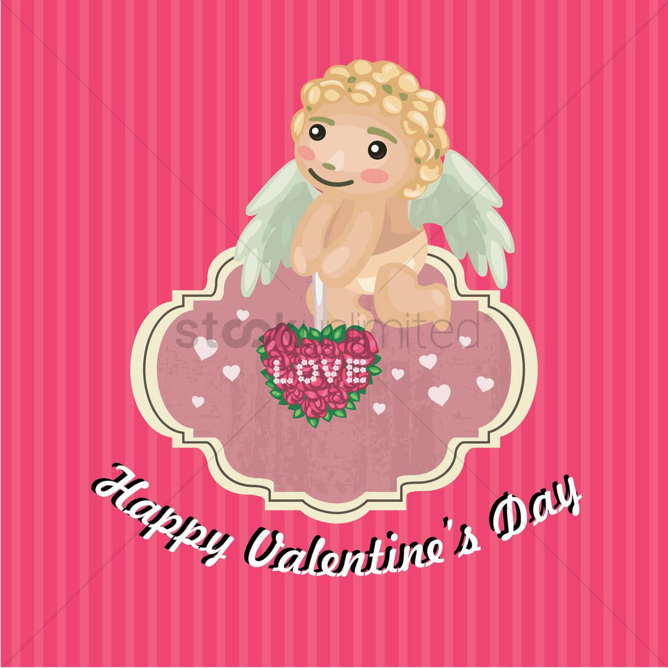 Valentine's Day Card With A Cute Cupid Background