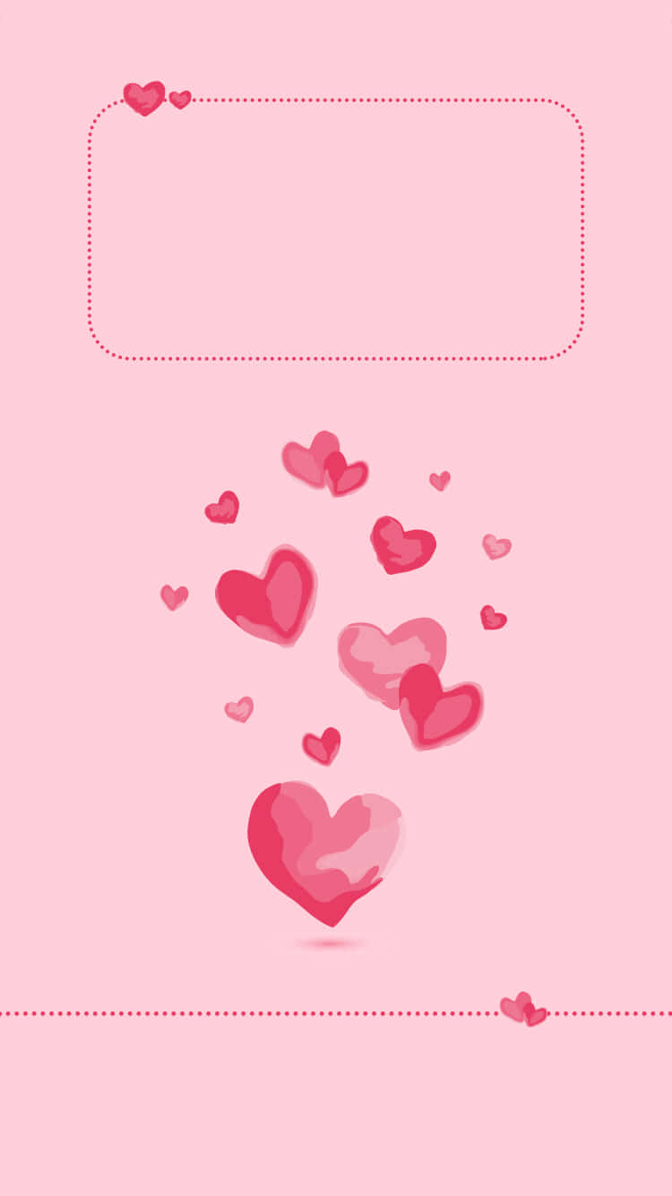 Valentine's Day Card With Hearts On Pink Background Background