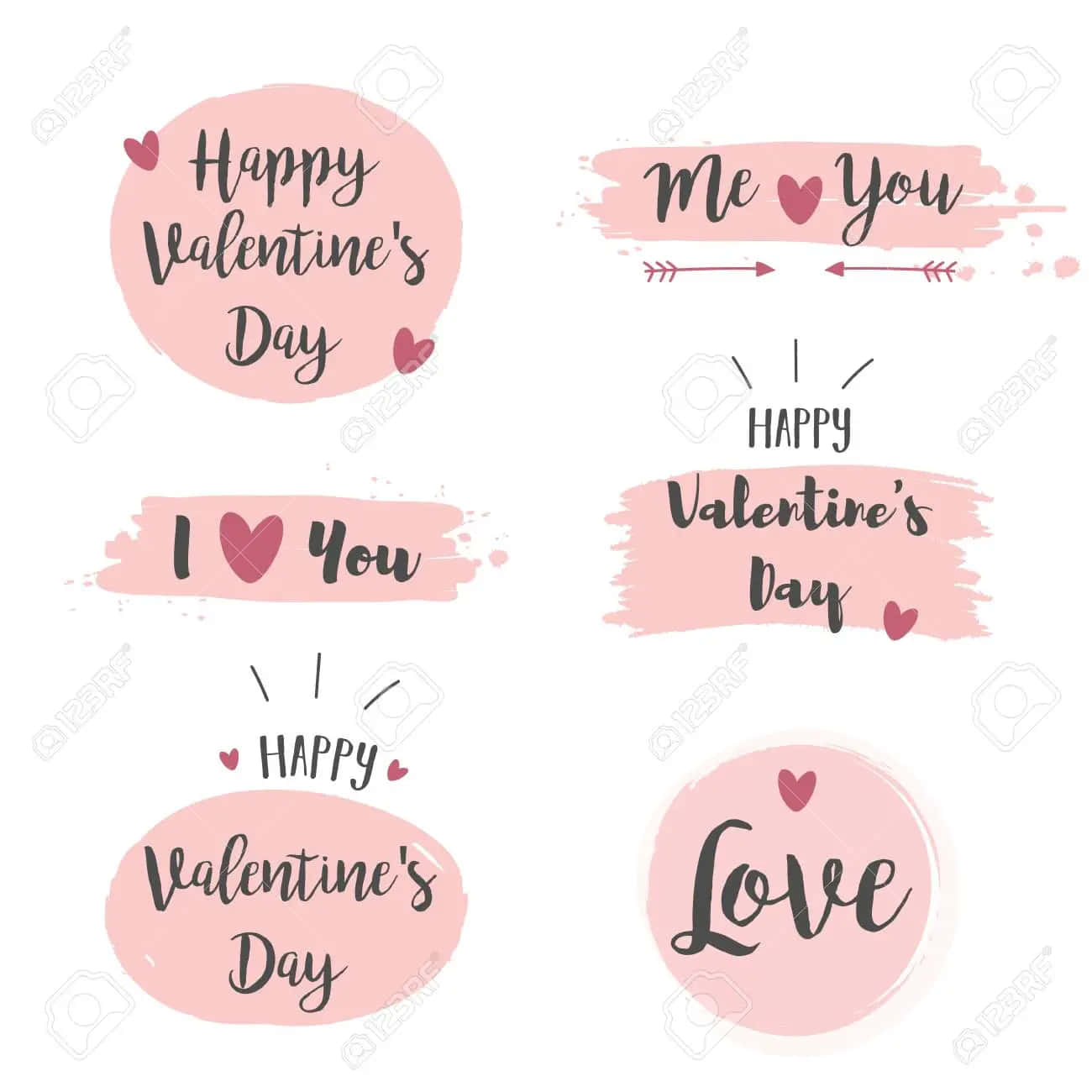 Valentine's Day Labels Set With Hearts And Arrows Background