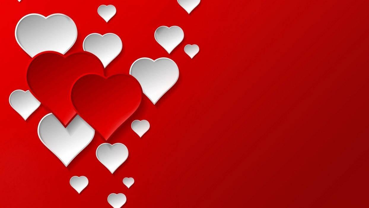 Valentine's Day Red And Silver Hearts Background