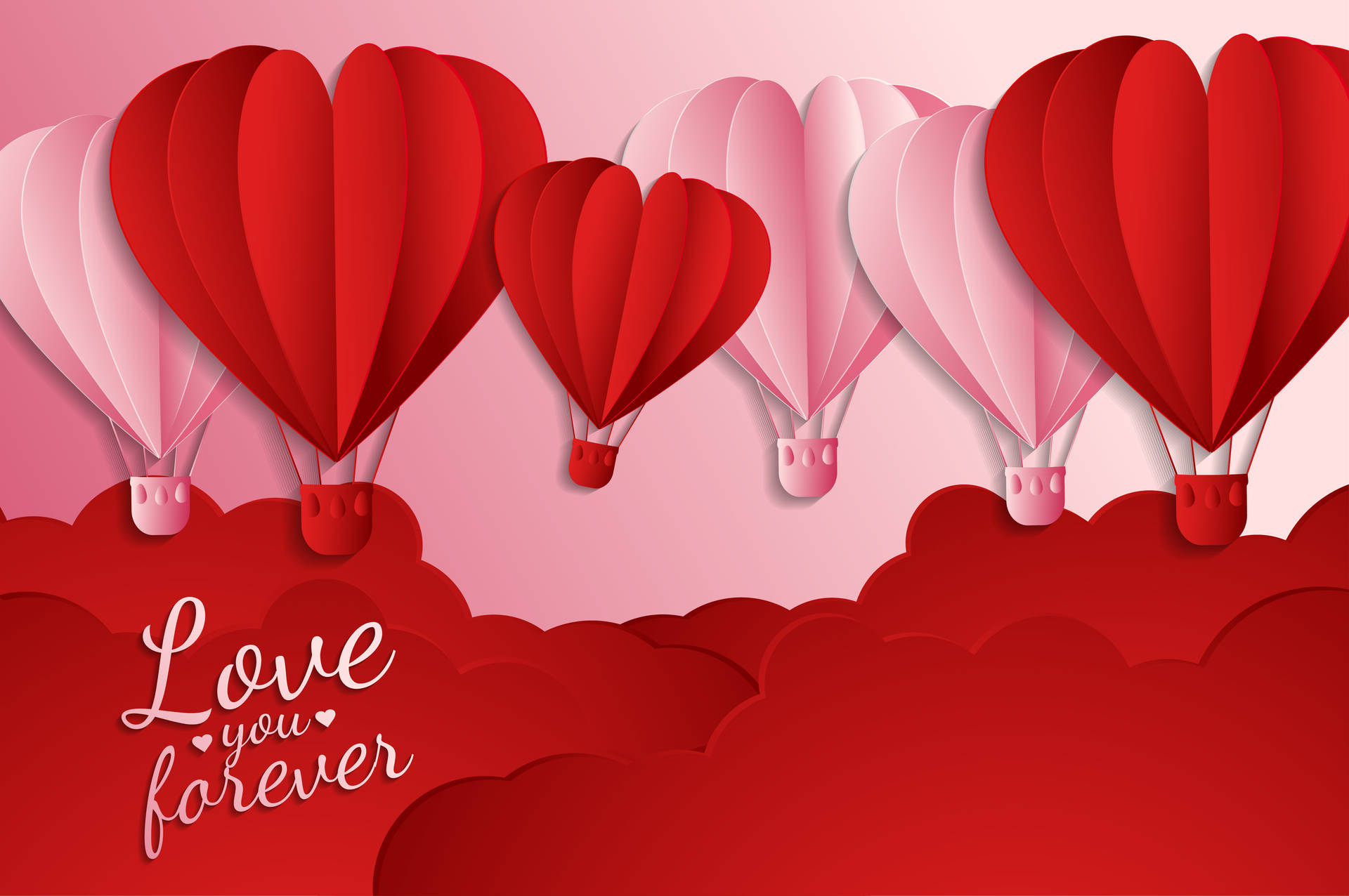 Valentine's Hot Air Balloons Background