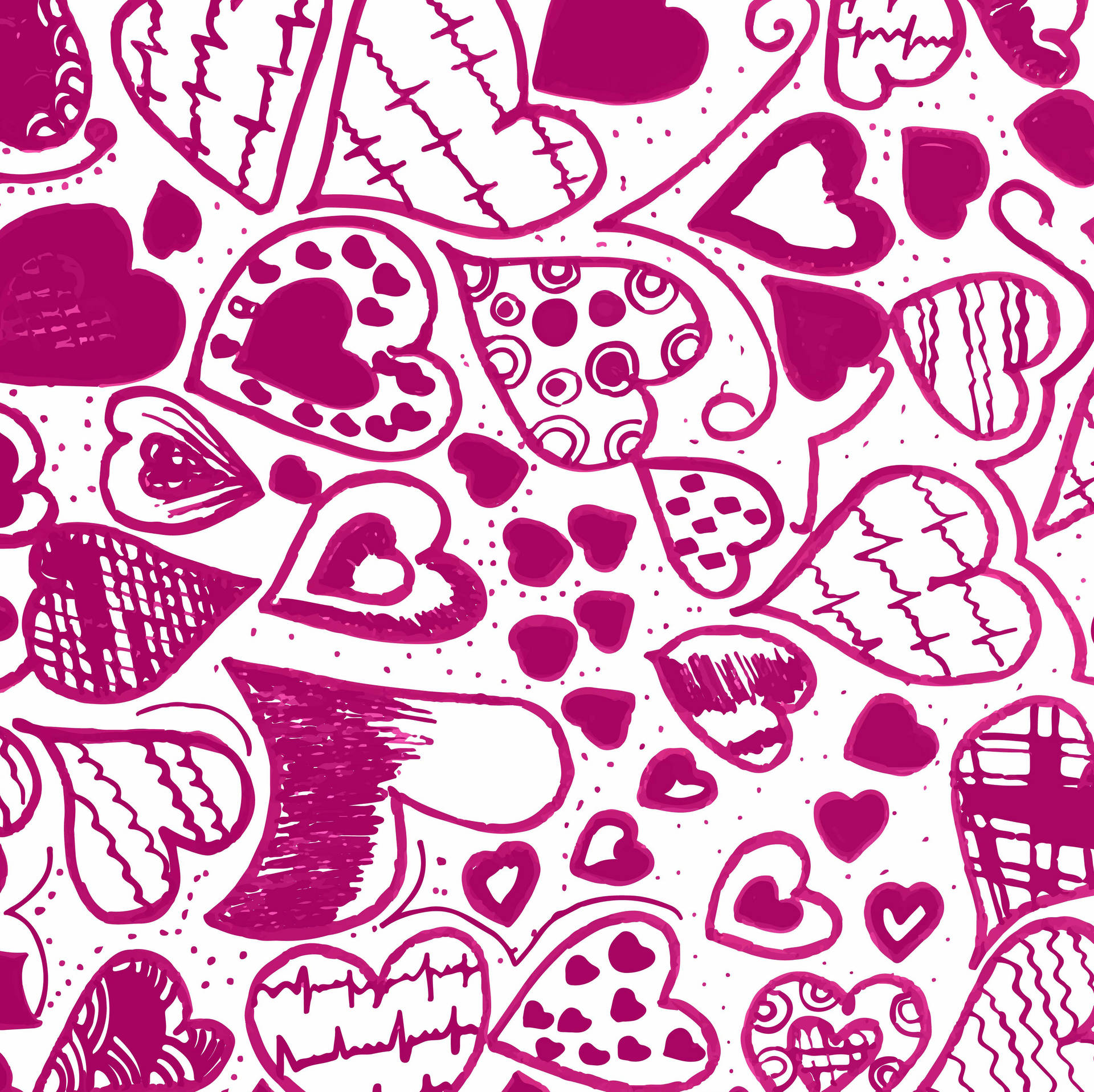 Valentine's Magenta Hearts Pattern Background