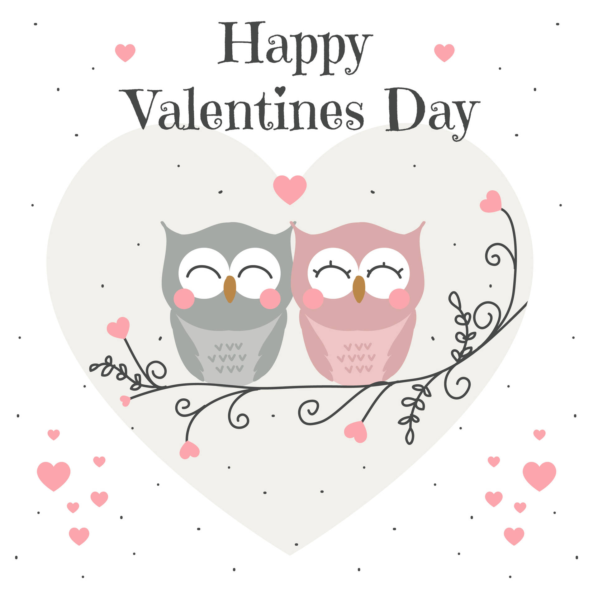 Valentine's Owl Couple Background