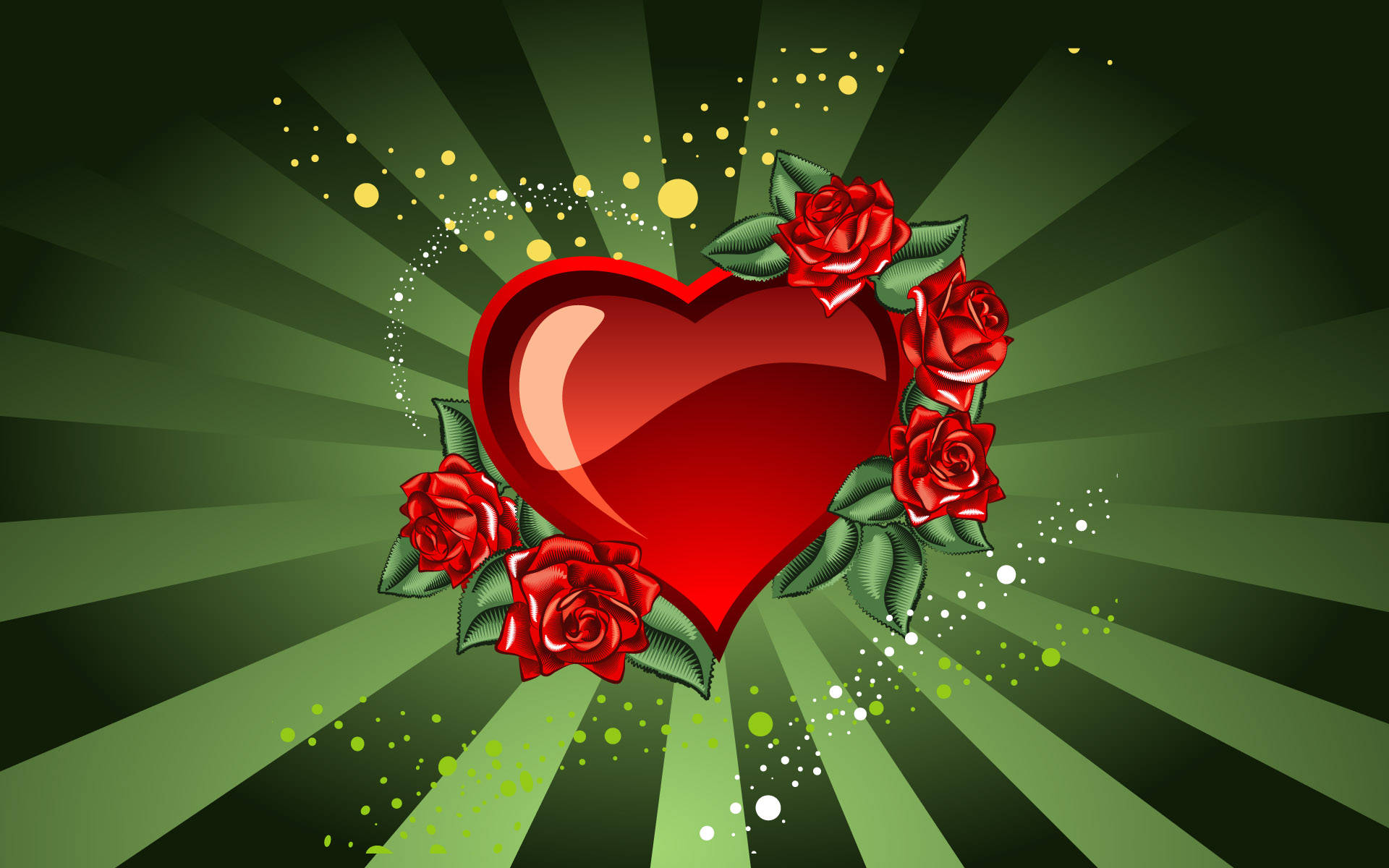 Valentines Day Desktop Heart With Red Roses Background