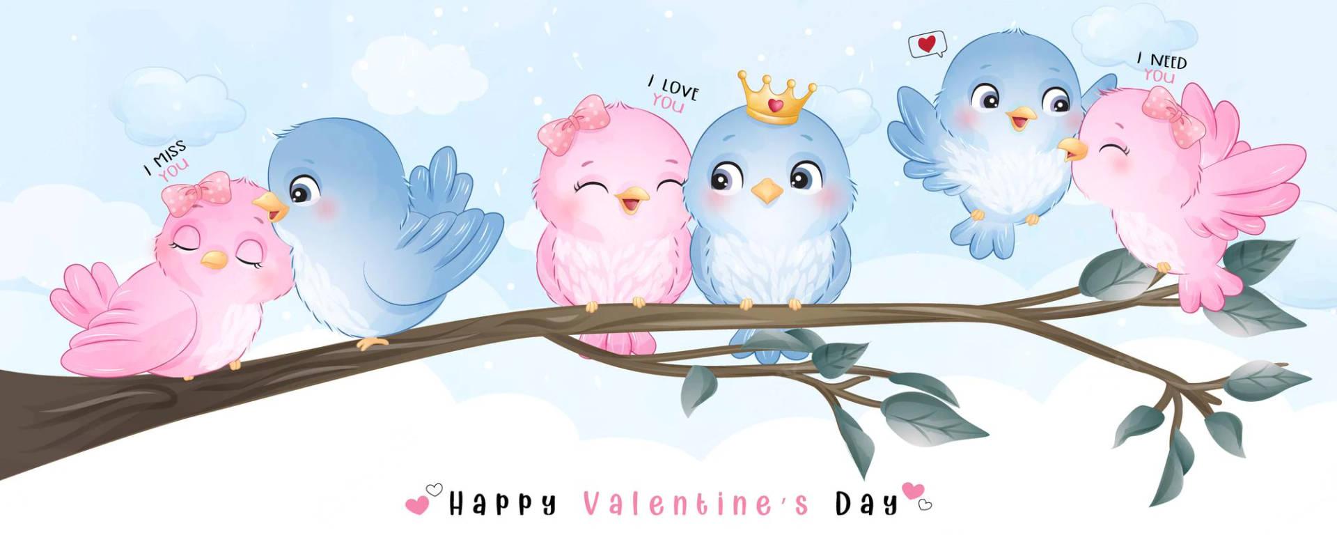 Valentines' Pink Love Birds Background