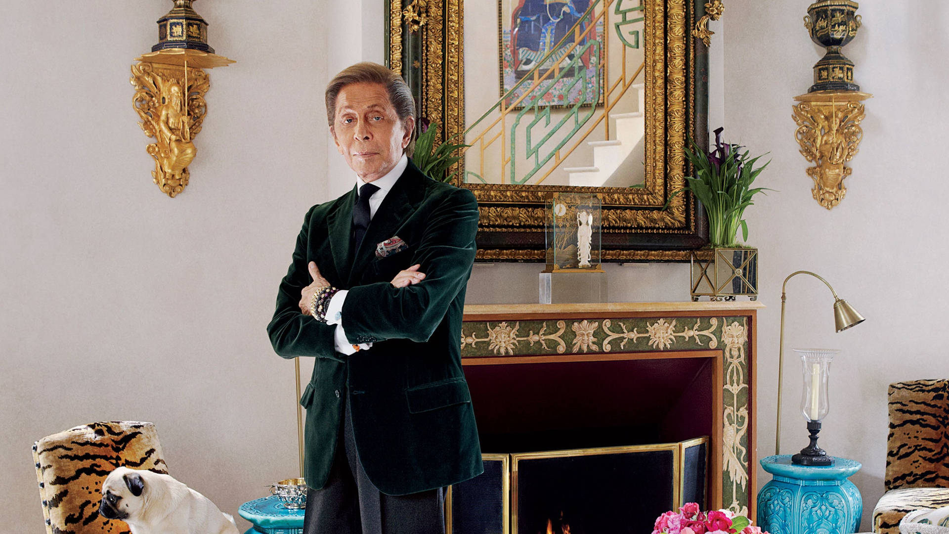 Valentino Garavani Posing In His Home Background