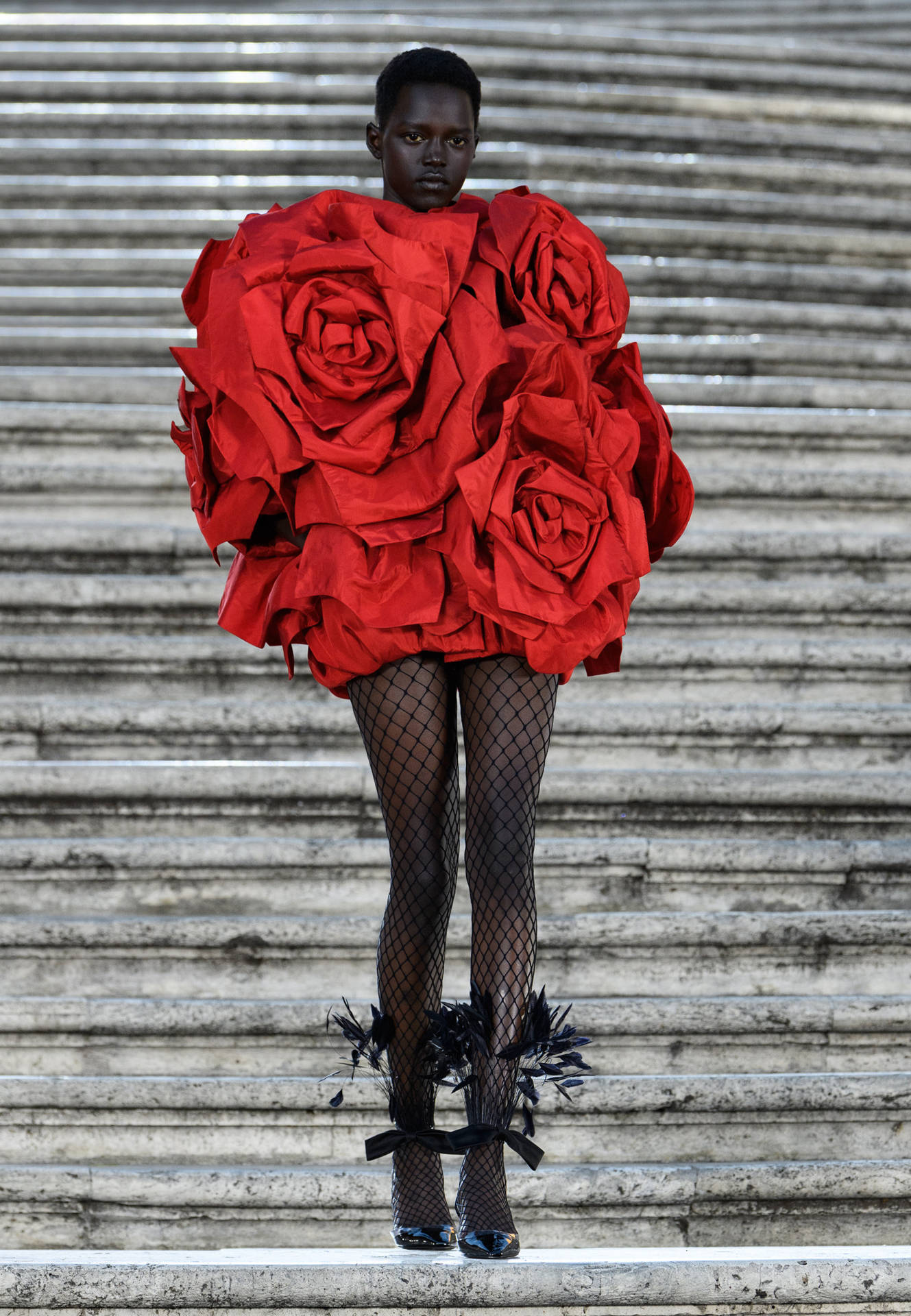 Valentino Model On Stairs Background