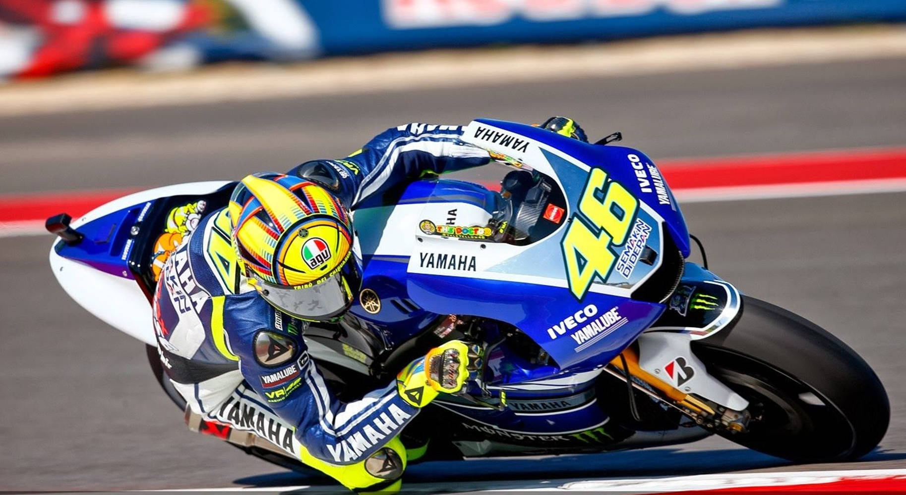 Valentino Rossi Blue Yamaha Motorcycle Background