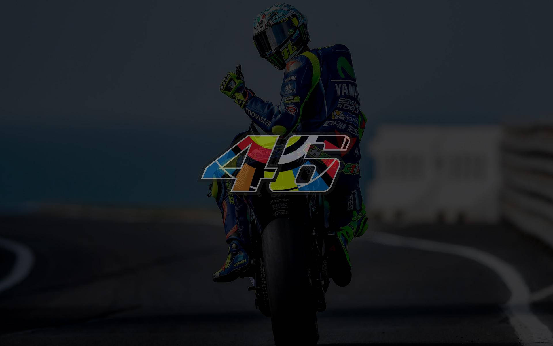 Valentino Rossi In Action, Racing With Number 46 Background