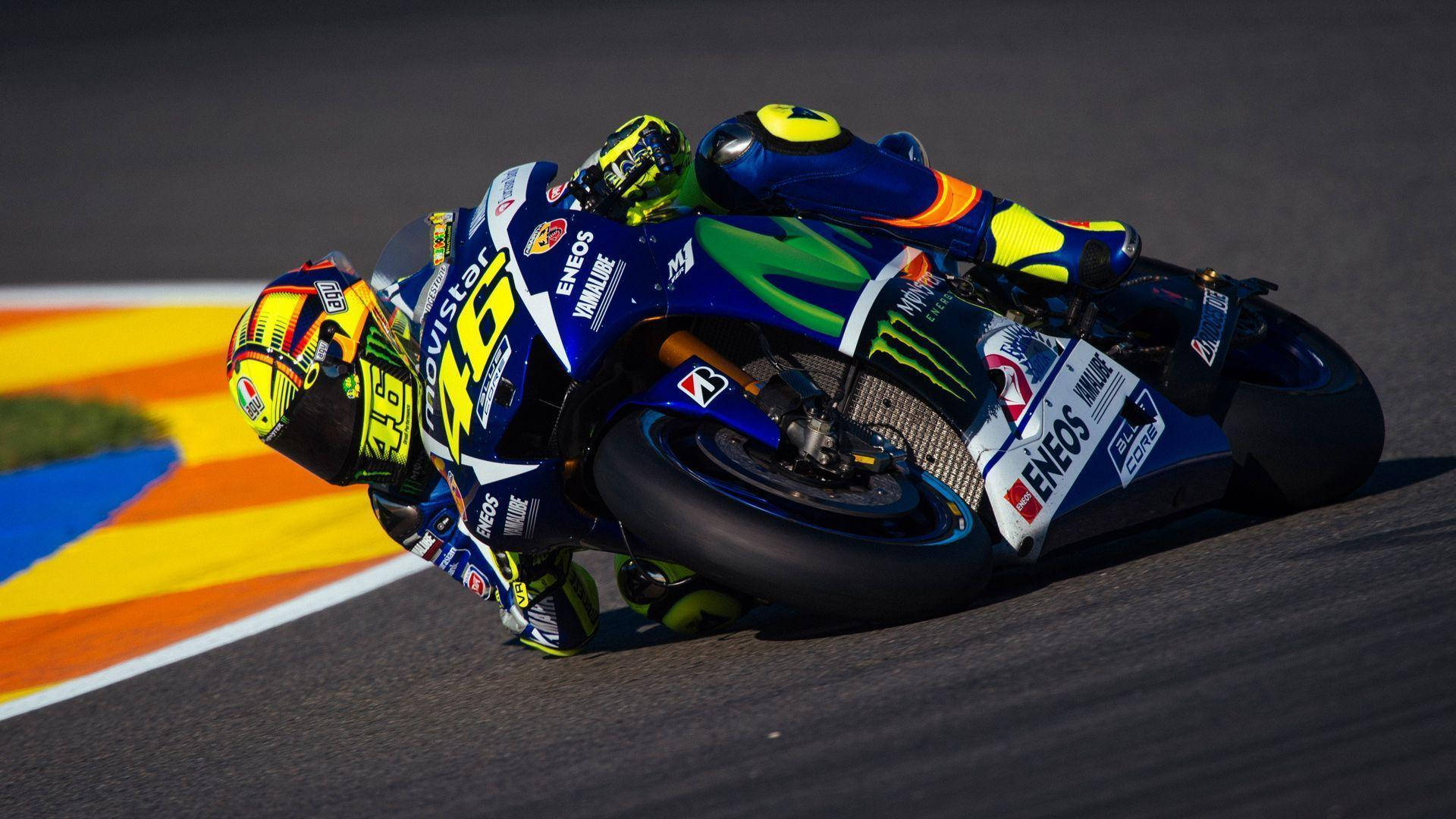Valentino Rossi Mastering A Stunning Banking Curve