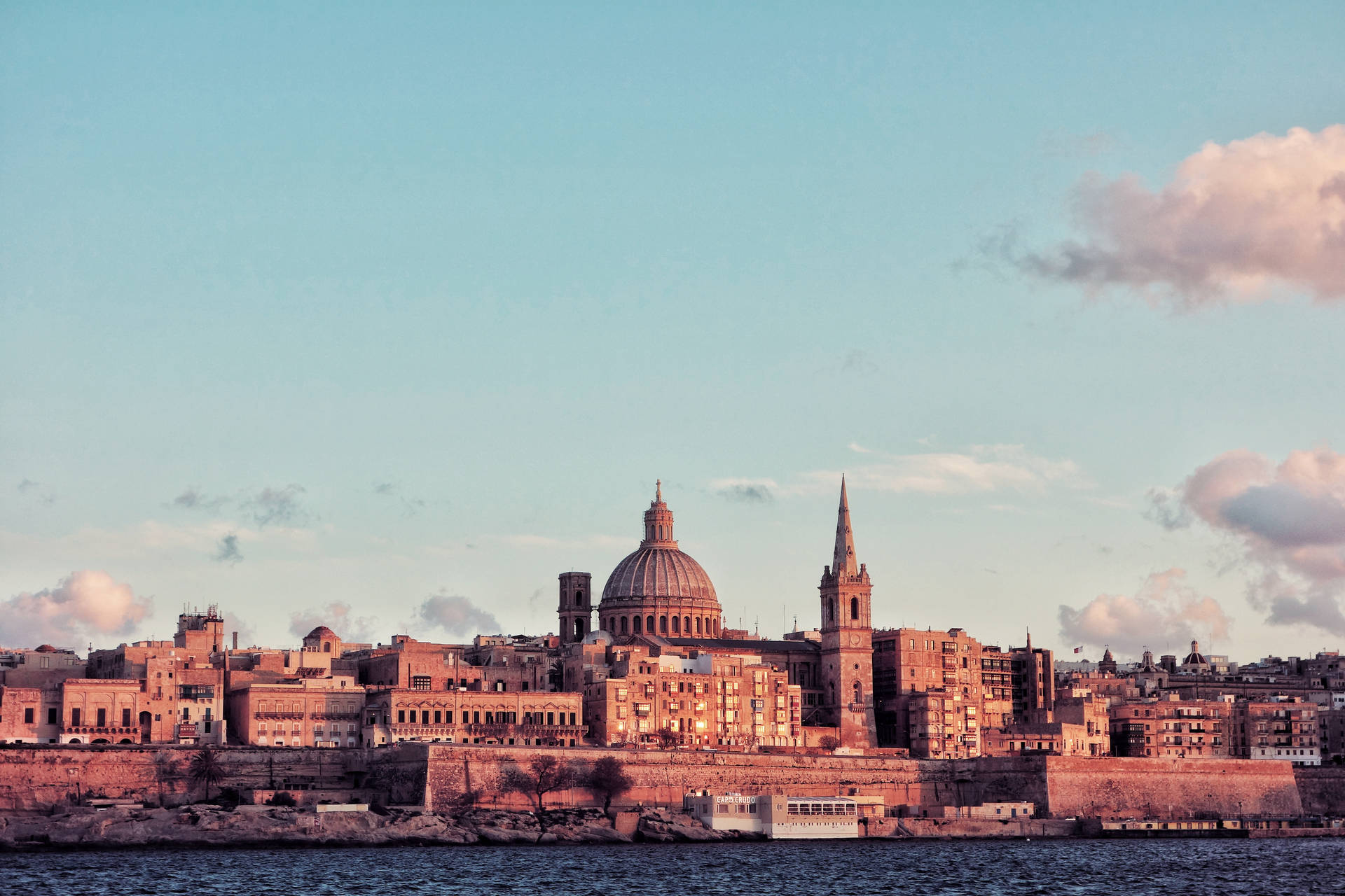 Valetta Malta At Sunset Background