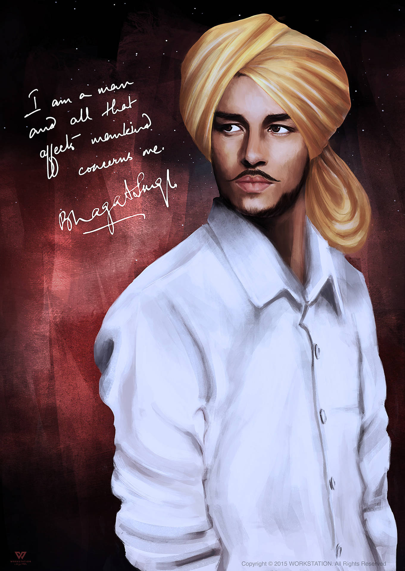 Valiant Vision Of Freedom - A Captivating Portrait Of Shaheed Bhagat Singh Background