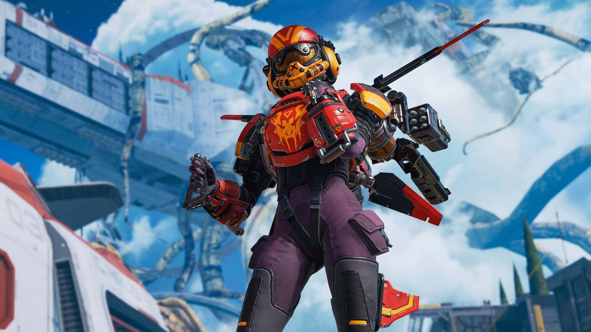 Valkyrie Apex Legends In Black And Red Suit Background
