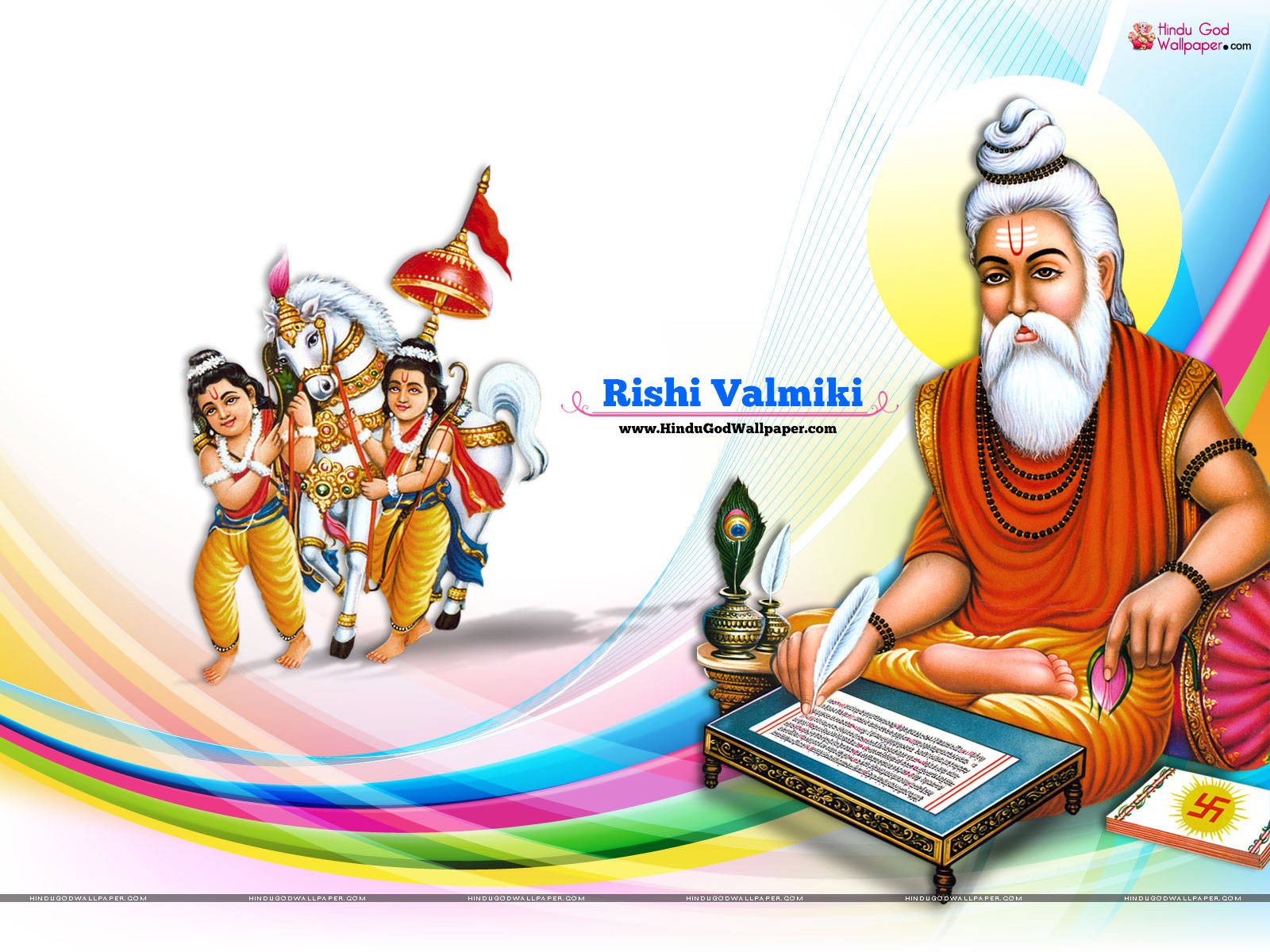 Valmiki With Disciples And White Horse