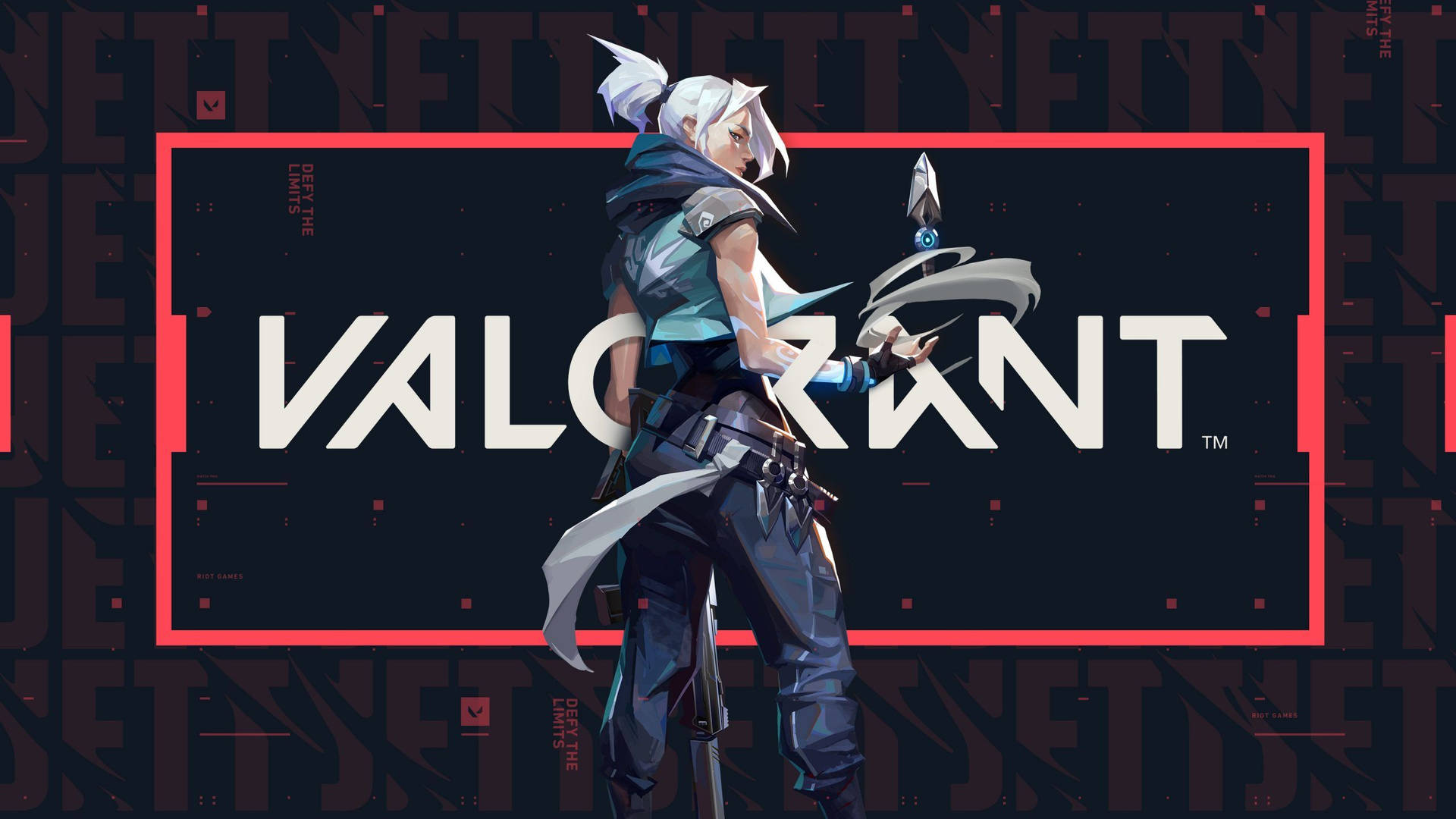 Valorant Computer Jett And Logo Background