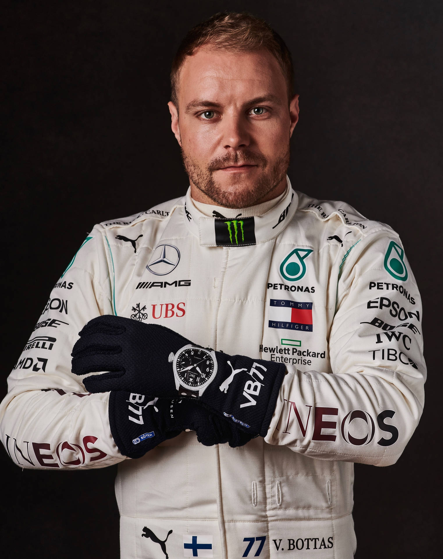 Valtteri Bottas Arms Folded Background