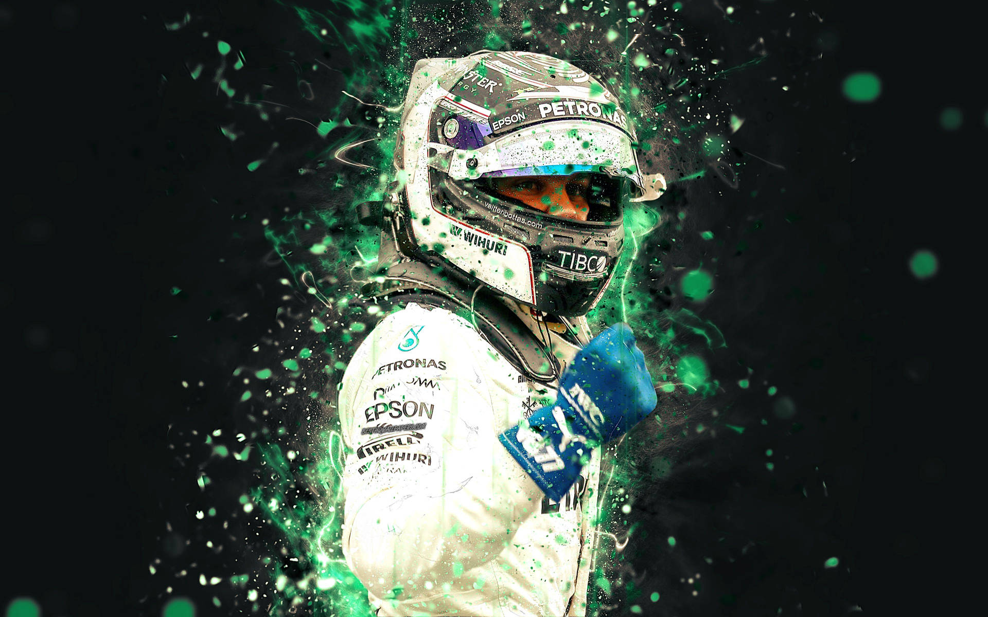 Valtteri Bottas Green Splatter Background