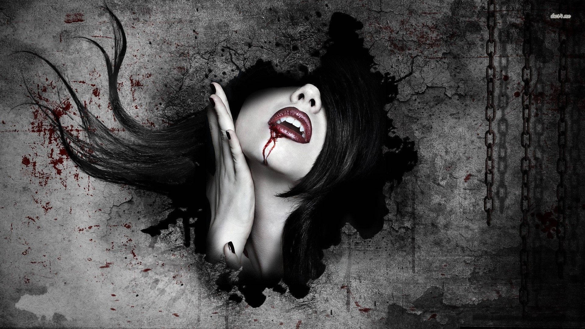 Vampire Girl Through Wall Background