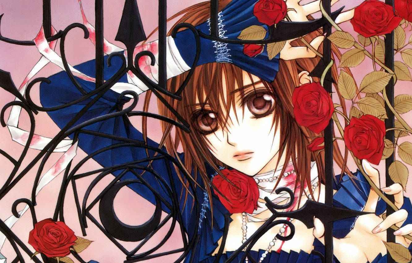 Vampire Knight Yuki With Roses Background