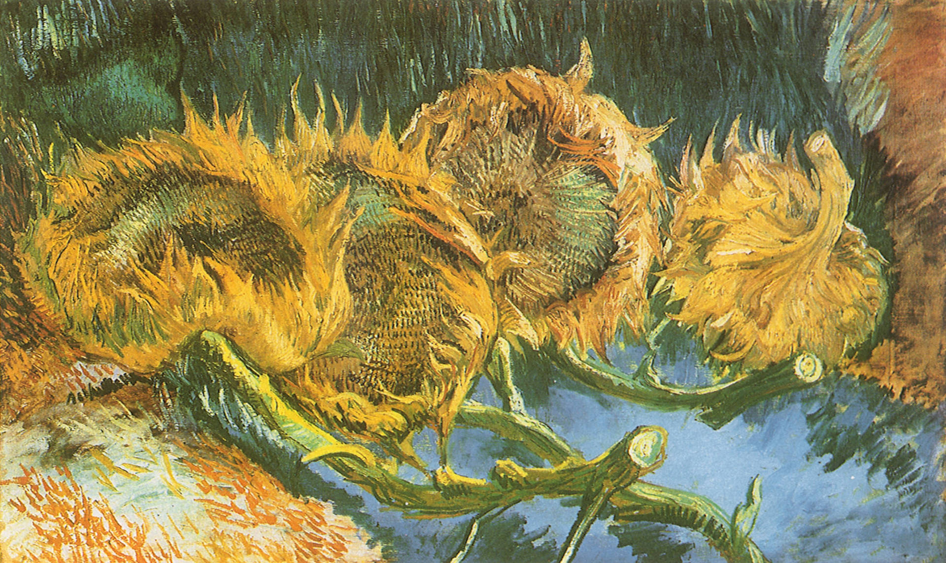 Van Gogh Four Withered Sunflowers Background