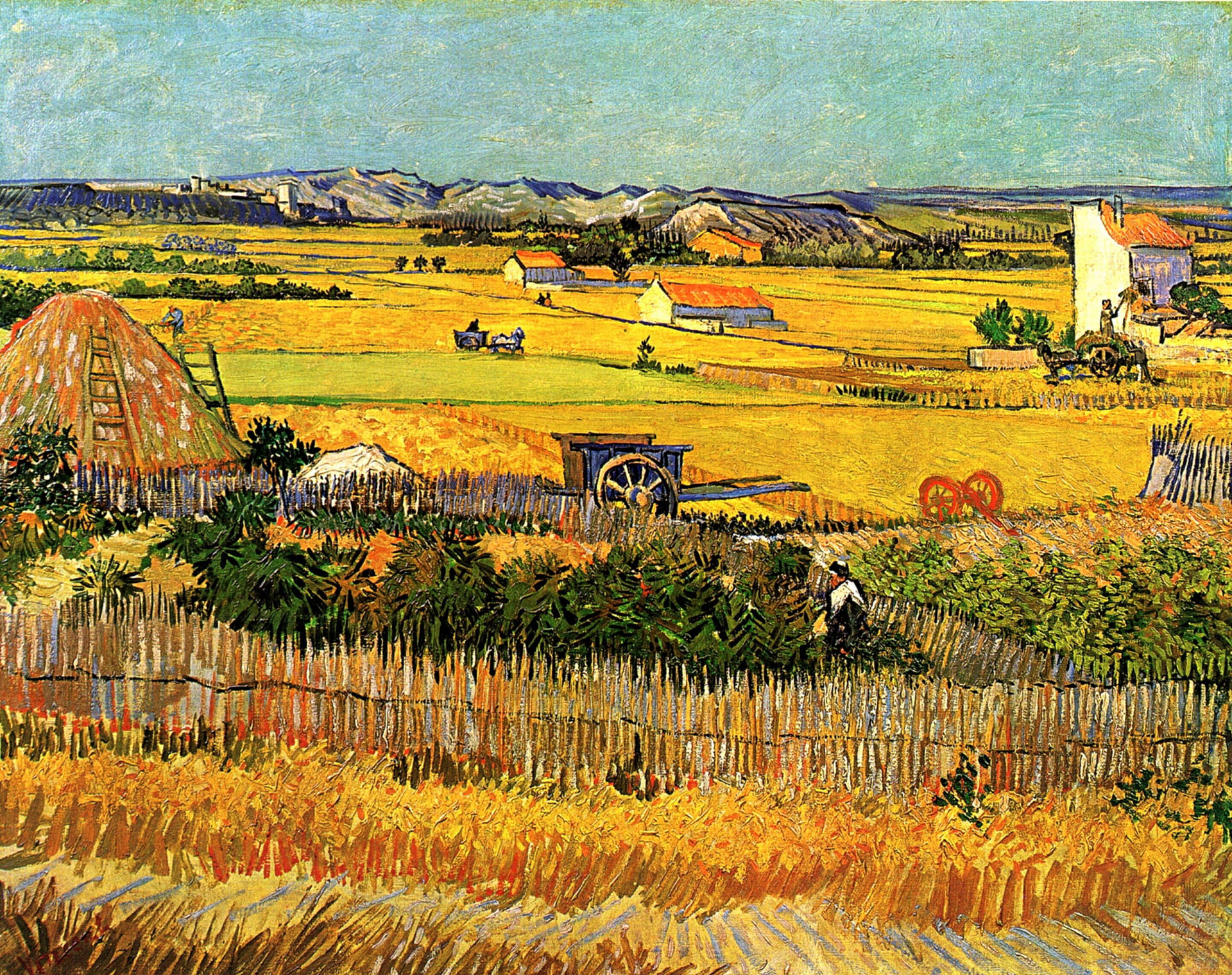 Van Gogh Harvest At La Crau Background