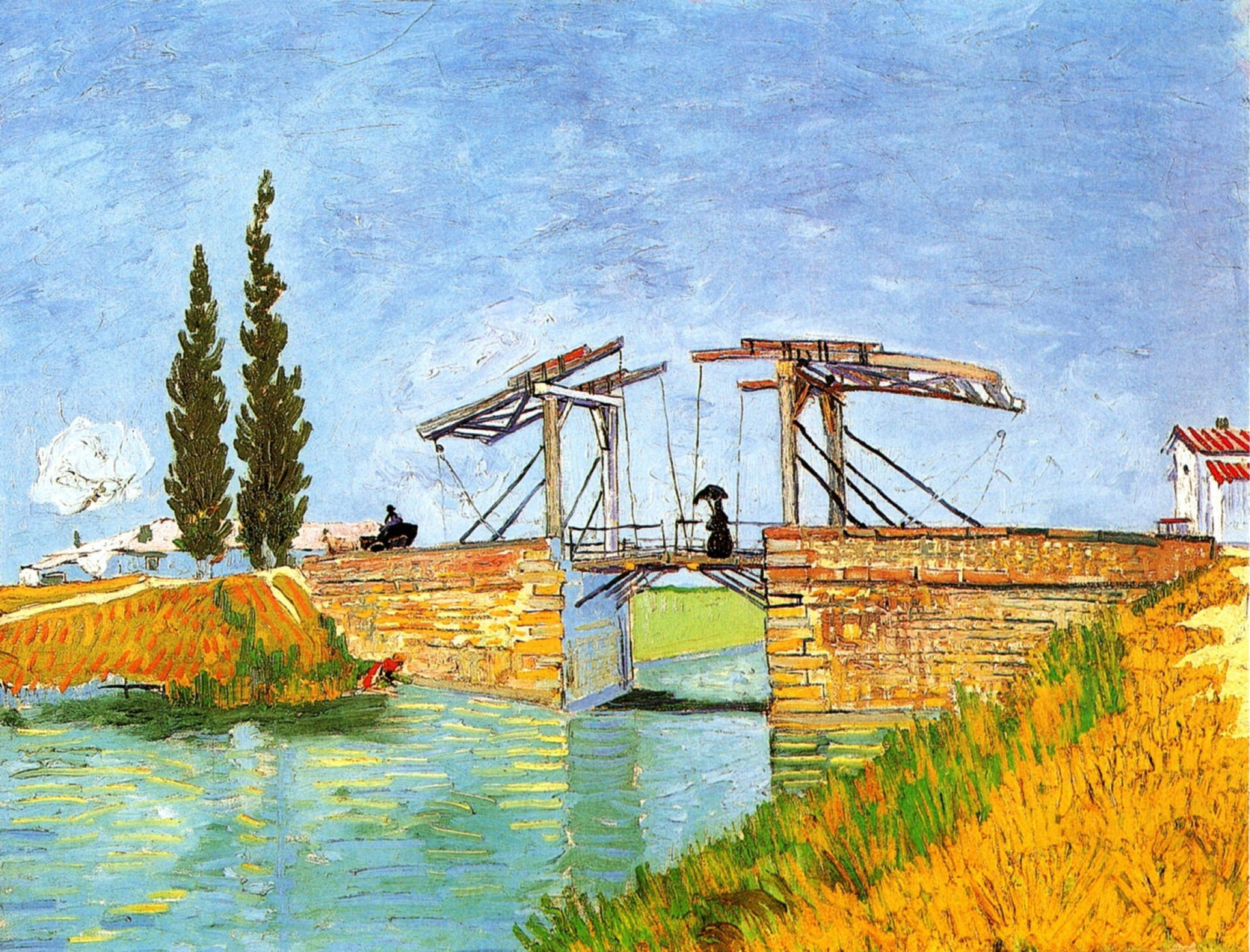 Van Gogh Langlois Bridge At Arles Background