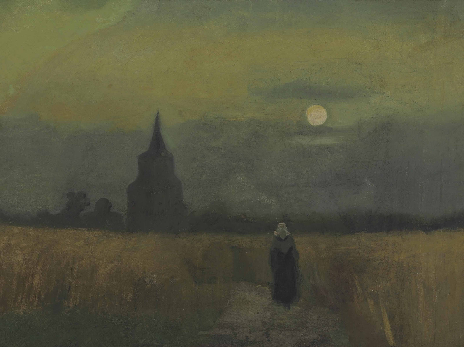 Van Gogh Old Tower At Dusk Background