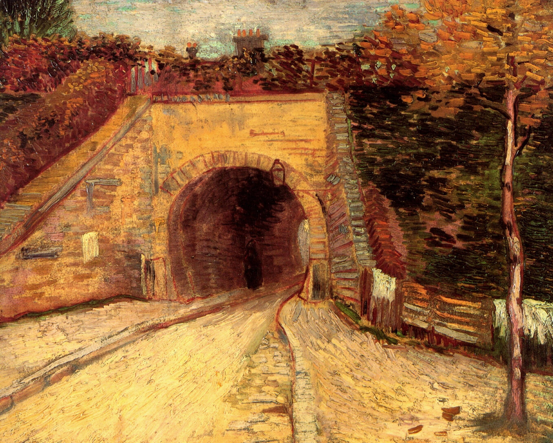 Van Gogh Roadway With Underpass Background
