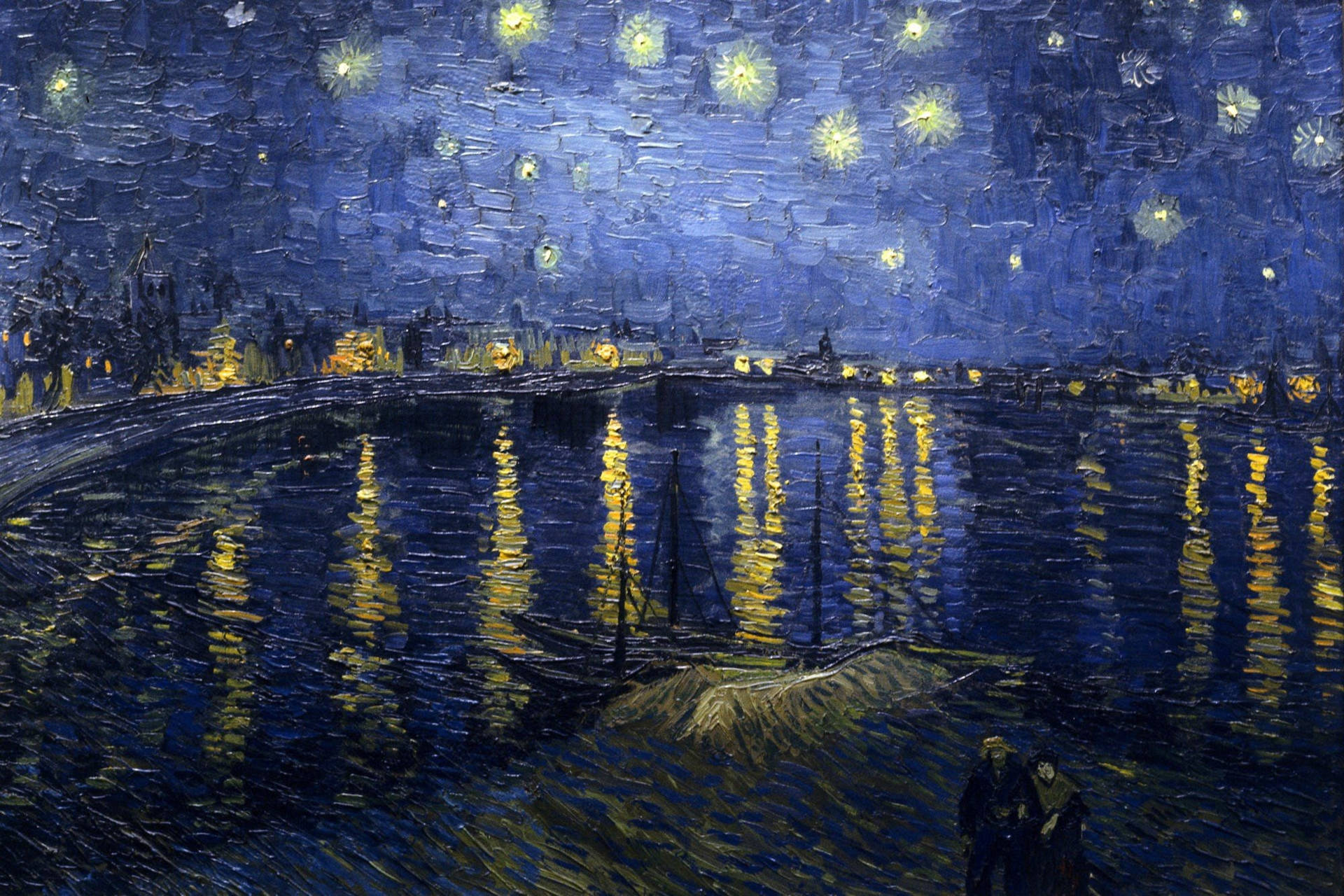 Van Gogh Starry Night Over Rhone Background