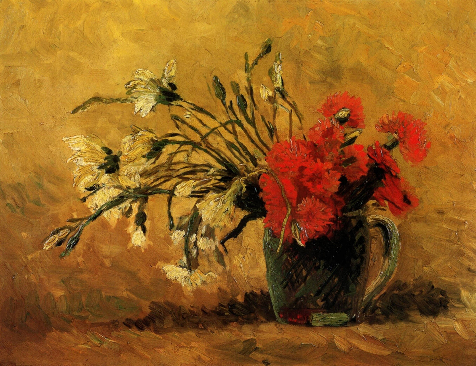 Van Gogh Vase With Carnations Background