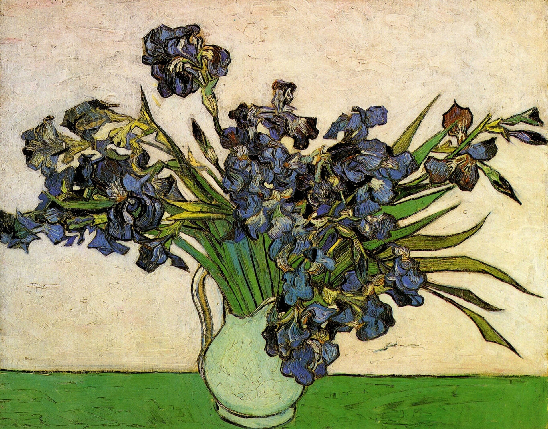 Van Gogh Vase With Irises Background