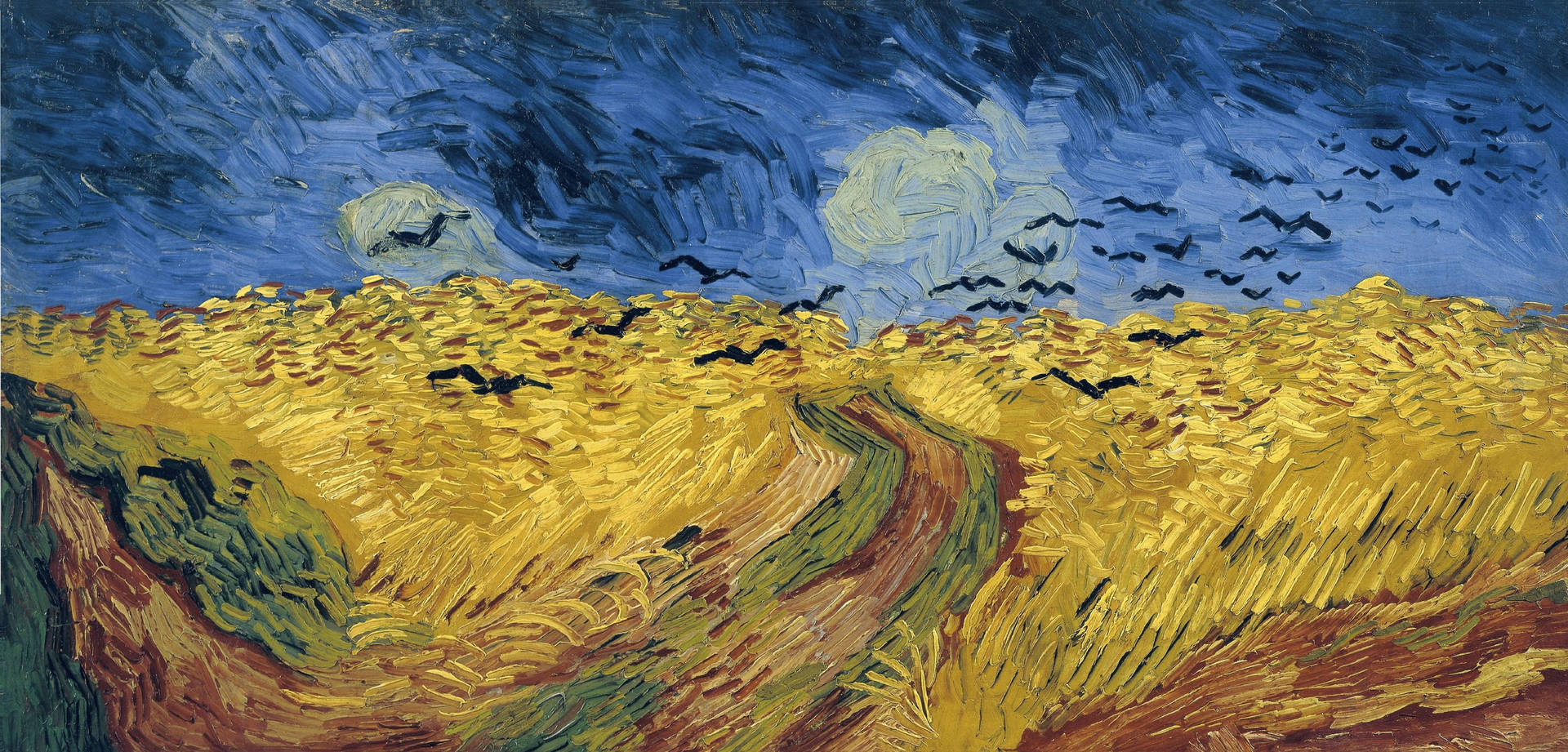 Van Gogh Wheatfield With Crows Background