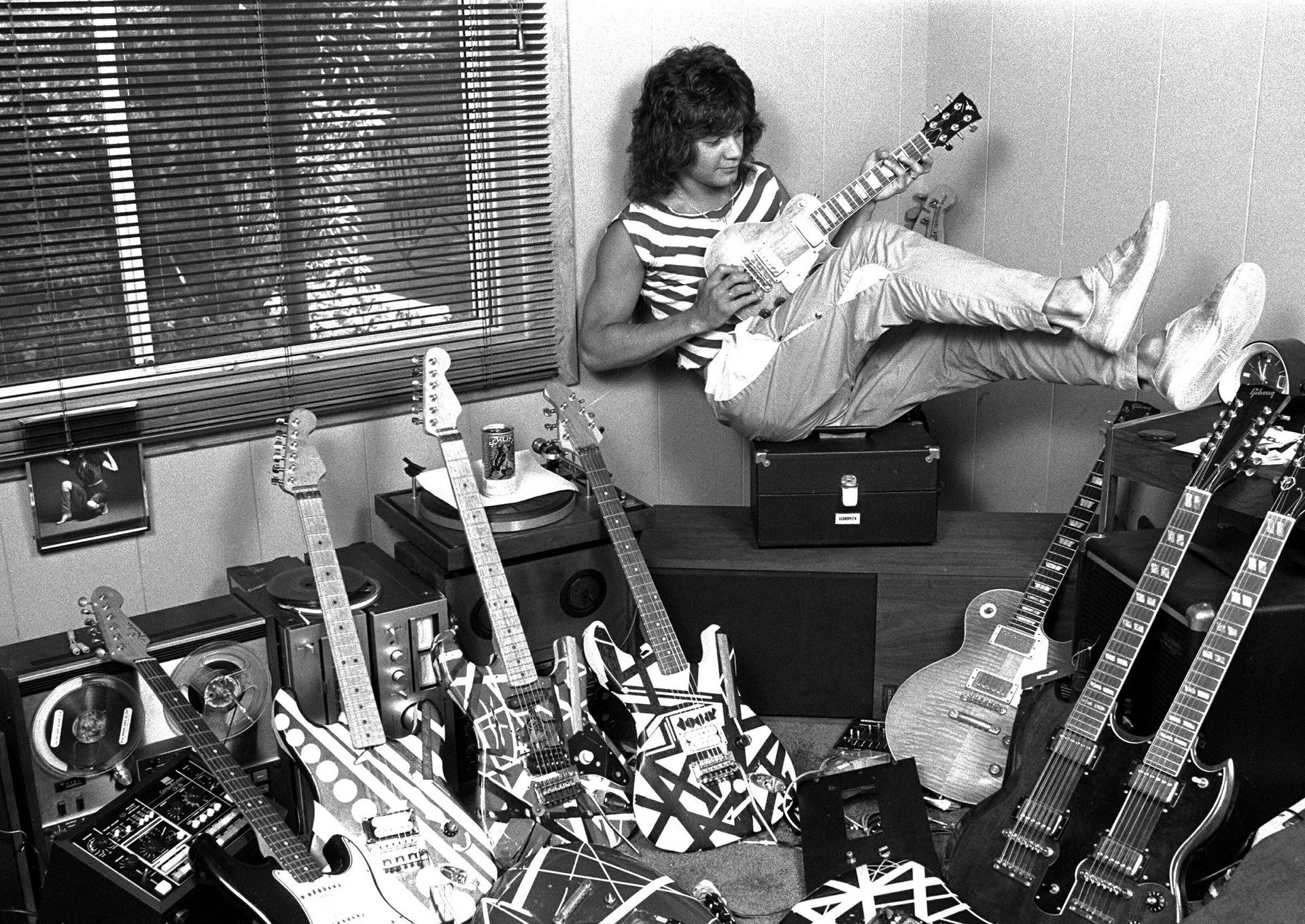 Van Halen Rock Band Black And White Guitars