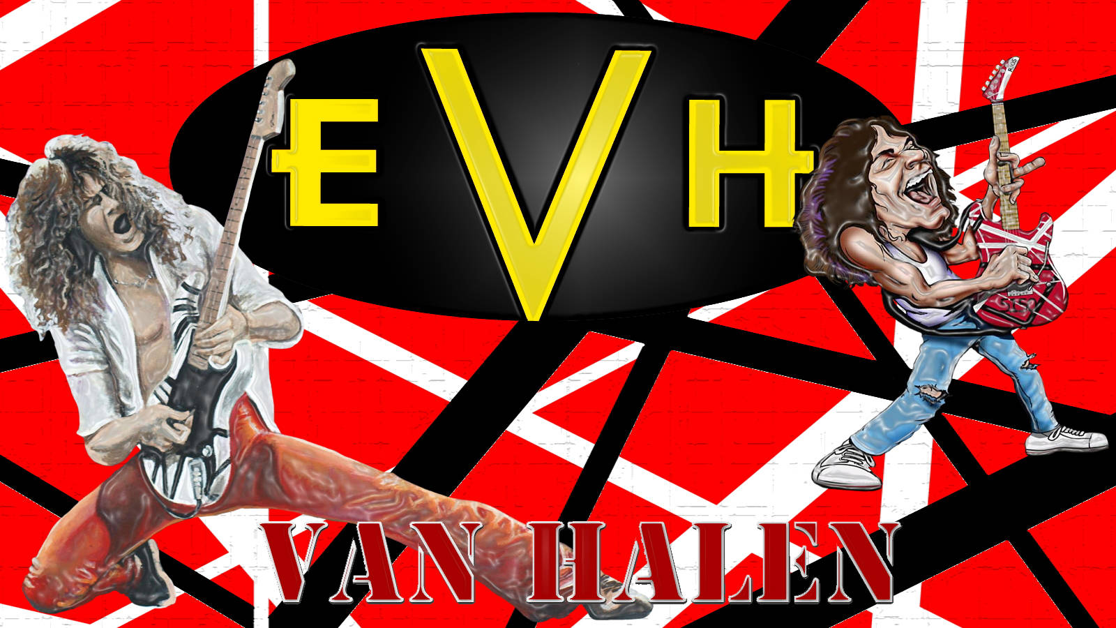 Van Halen Rock Band Caricature Background