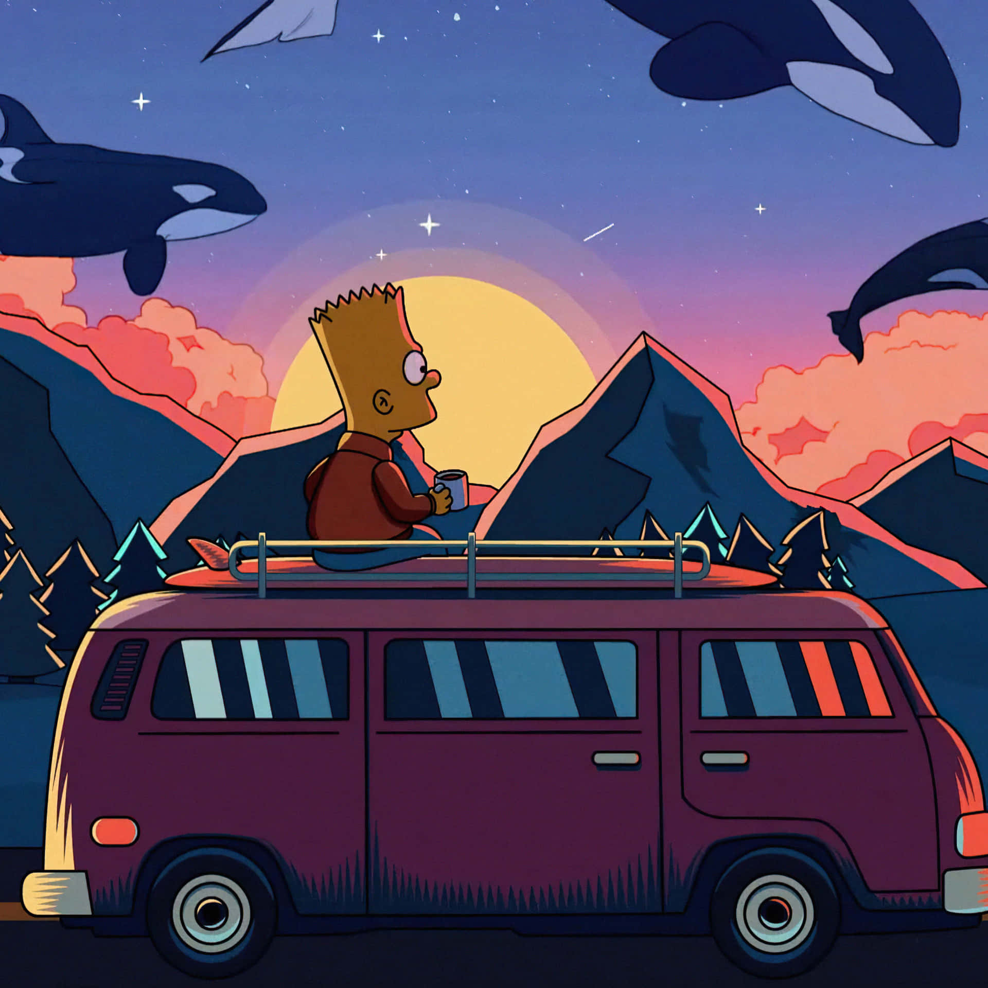 Van Life Bart Simpson Aesthetic Background