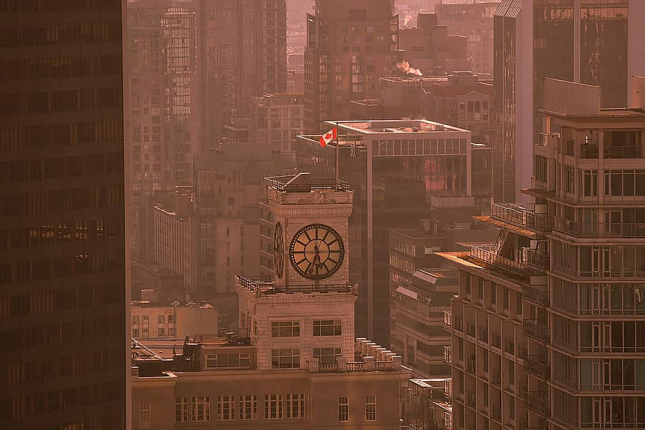 Vancouver Block Building Sepia Tonal Colors Background