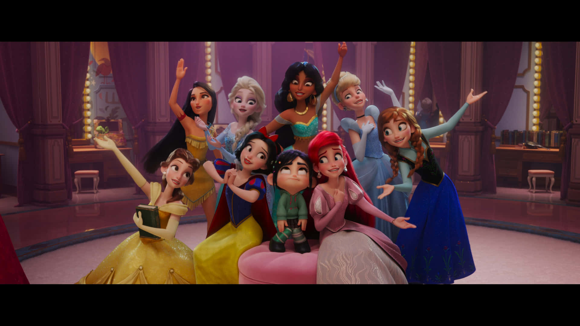 Vanellope Posing With Princesses Ralph Breaks The Internet Background