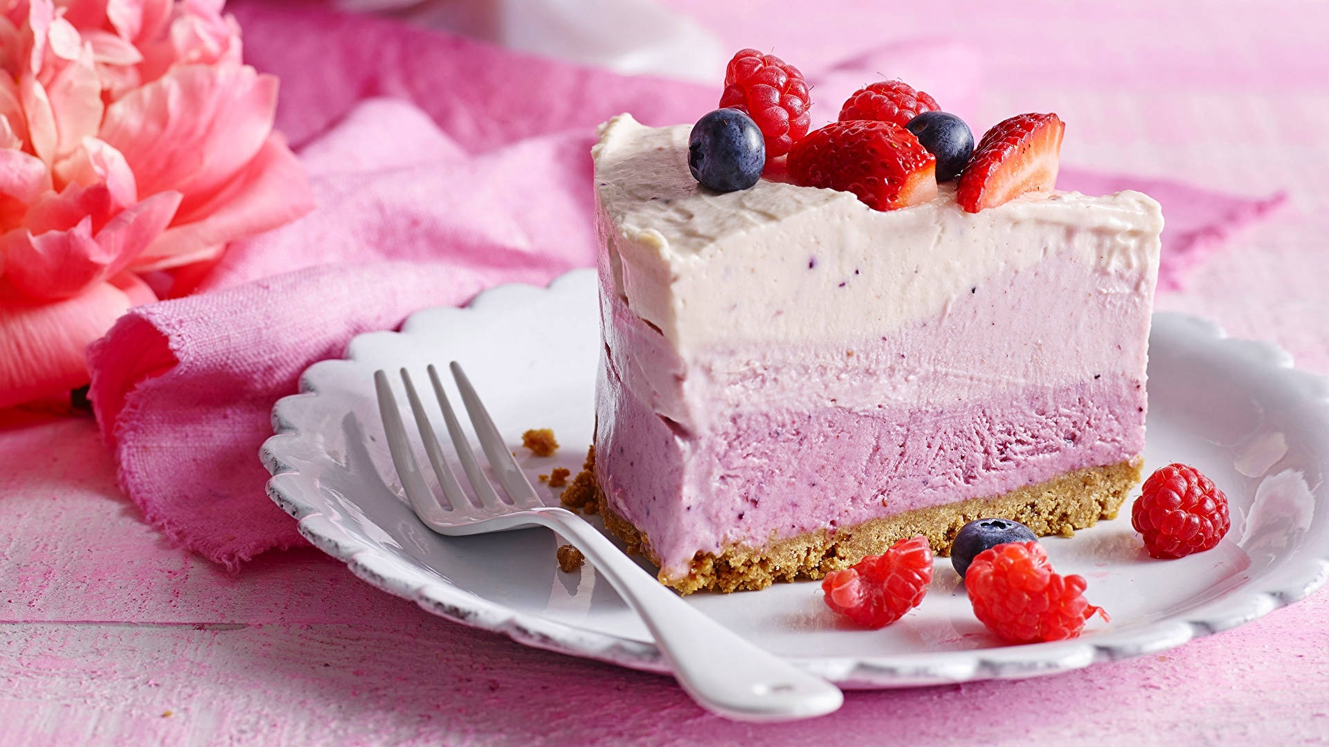 Vanilla Strawberry Cheesecake Dessert Background
