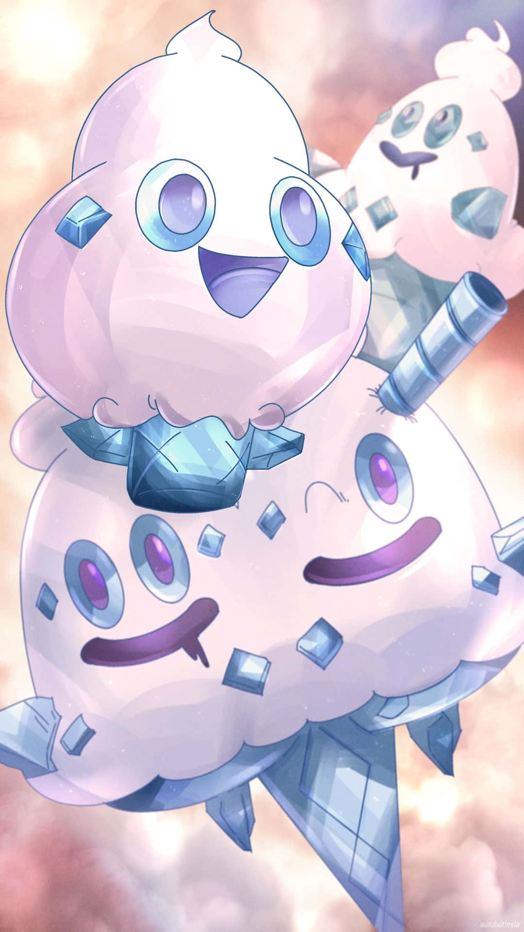 Vanillite, Vanillish, And Vanilluxe Pokemon Phone Background