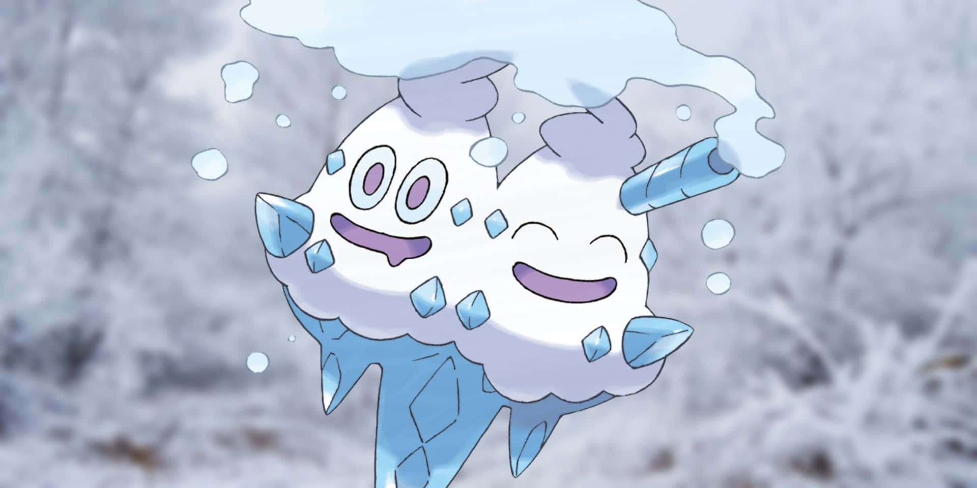 Vanilluxe From Pokemon In Snow Background