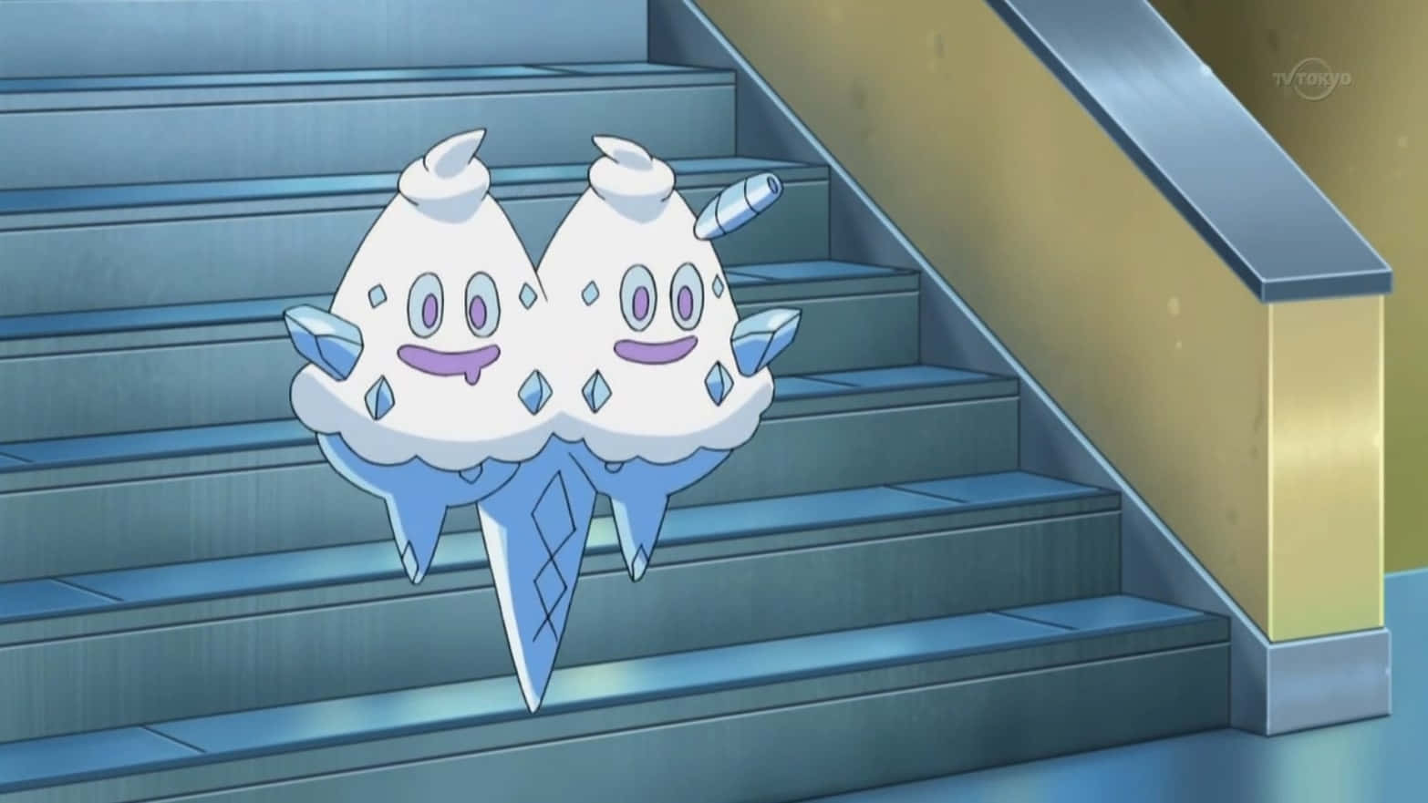 Vanilluxe From Pokemon Near Staircase Background