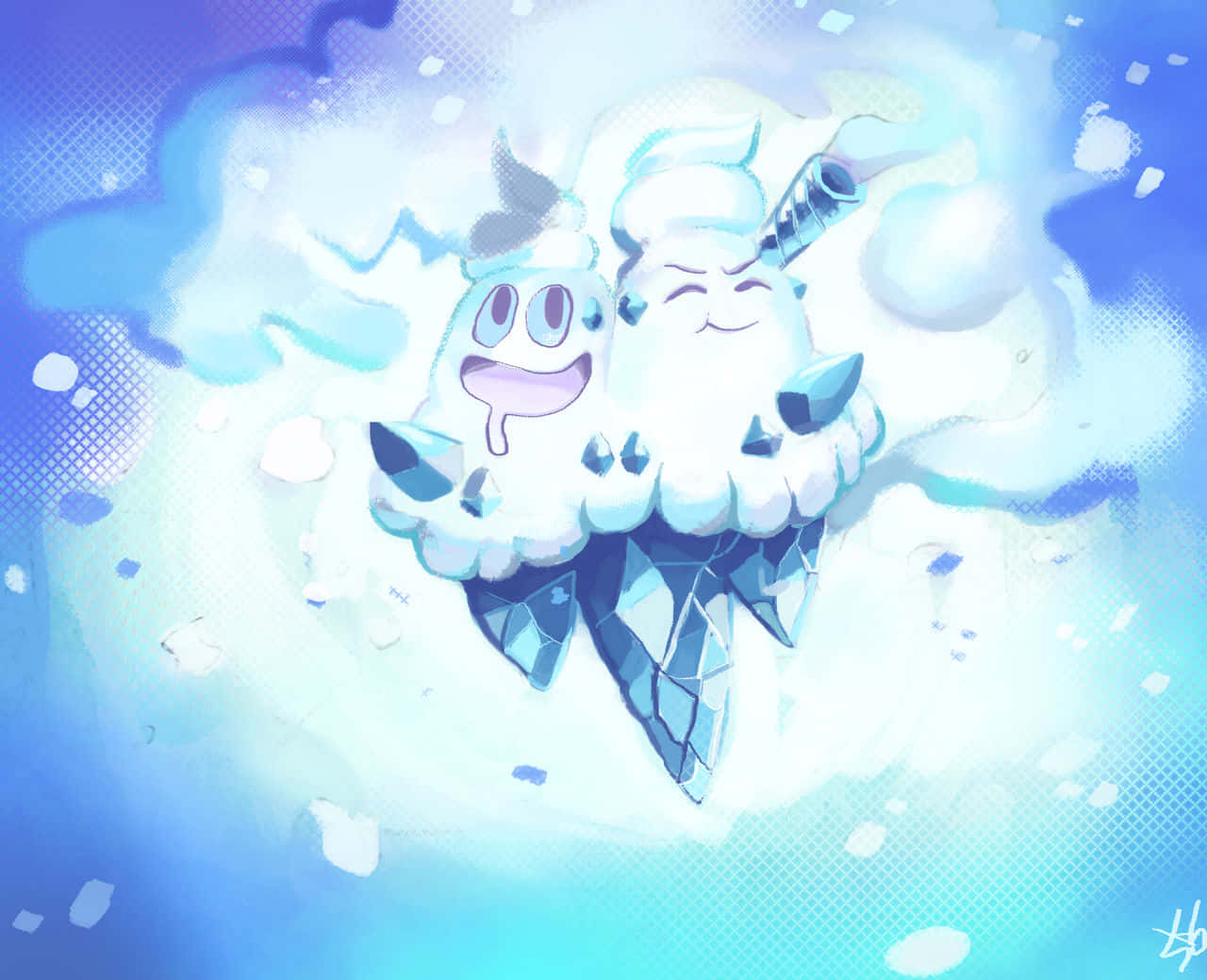 Vanilluxe In Snow Pokemon Background