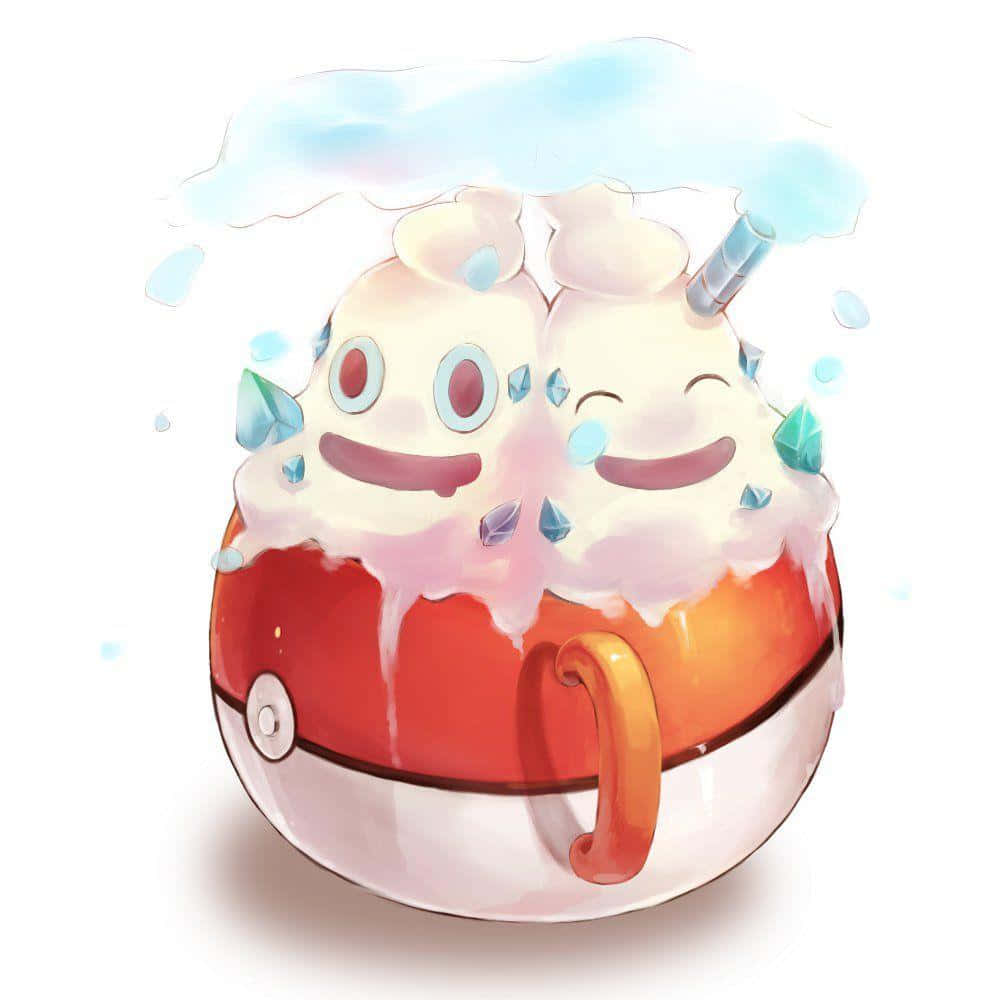 Vanilluxe Trapped In A Poke Ball Mug - A Masterful Fanart Background