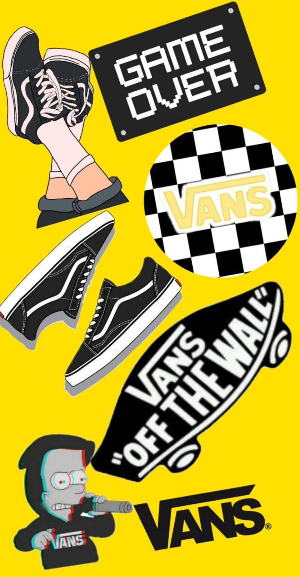Vans Logo Black And Yellow Art Background