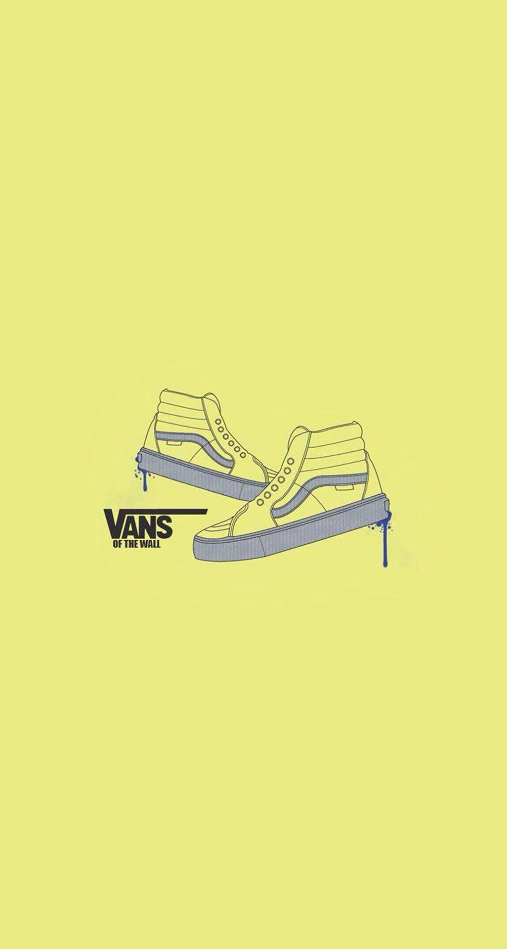 Vans Yellow And Gray Cartoon Shoe Background